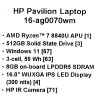 16" Ноутбук HP Pavilion 16-ag0070wm серебристый